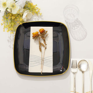 Chic and Coordinated: Black with Gold Rim Plastic Party Plates