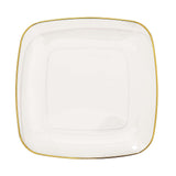 10 Pack | 10inch Clear with Gold Rim Square Plastic Lunch Party Plates, Disposable Dinner Plates#whtbkgd