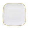 10 Pack | 10inch White with Gold Rim Square Plastic Lunch Party Plates, Disposable Dinner Plates#whtbkgd