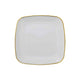 10 Pack | 7inch White with Gold Rim Square Plastic Salad Party Plates, Dessert Appetizer Plates#whtbkgd