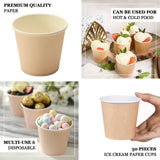 Blush 10oz Eco-Friendly Paper Dessert Cups, Disposable Ice Cream Yogurt Bowls - 300 GSM
