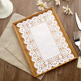 100 Pcs | 7inch x 10inch Rectangle White Lace Paper Doilies, Food Grade Paper Placemats