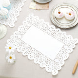 100 Pcs | 14inch x 10inch Rectangle White Lace Paper Doilies, Food Grade Paper Placemats