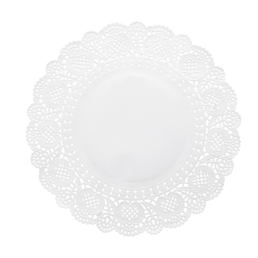 100 Pcs | 12inch Round White Lace Paper Doilies, Food Grade Paper Placemats#whtbkgd