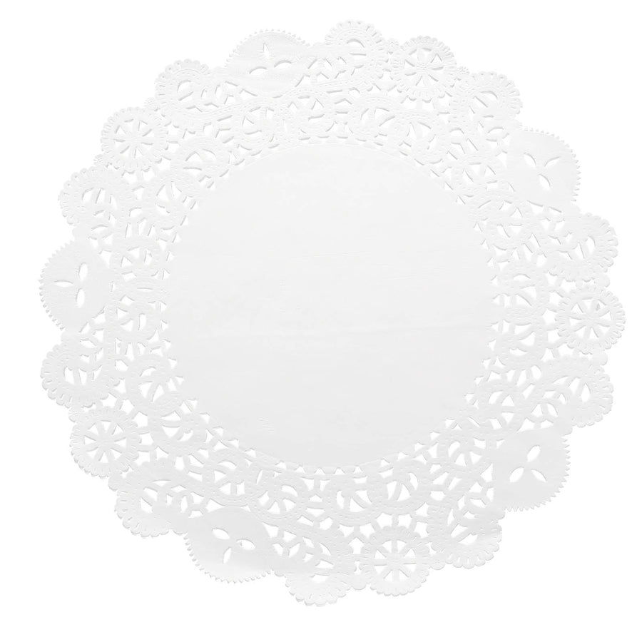 100 Pcs | 14inch Round White Lace Paper Doilies, Food Grade Paper Placemats