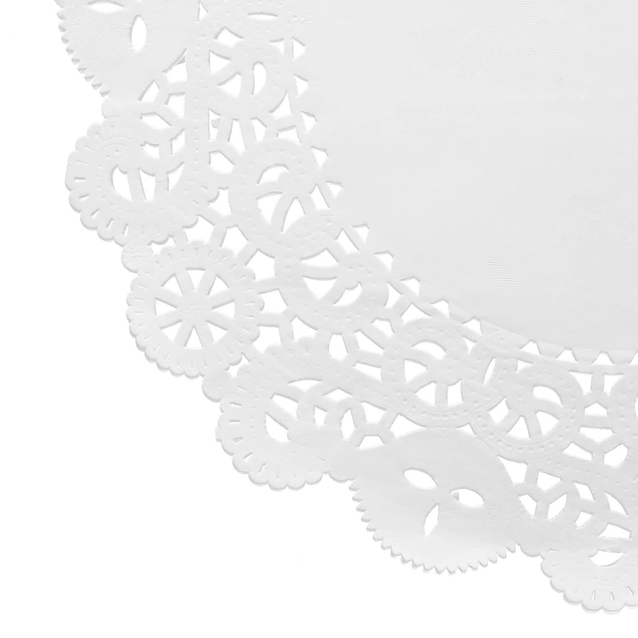 100 Pcs | 14inch Round White Lace Paper Doilies, Food Grade Paper Placemats#whtbkgd