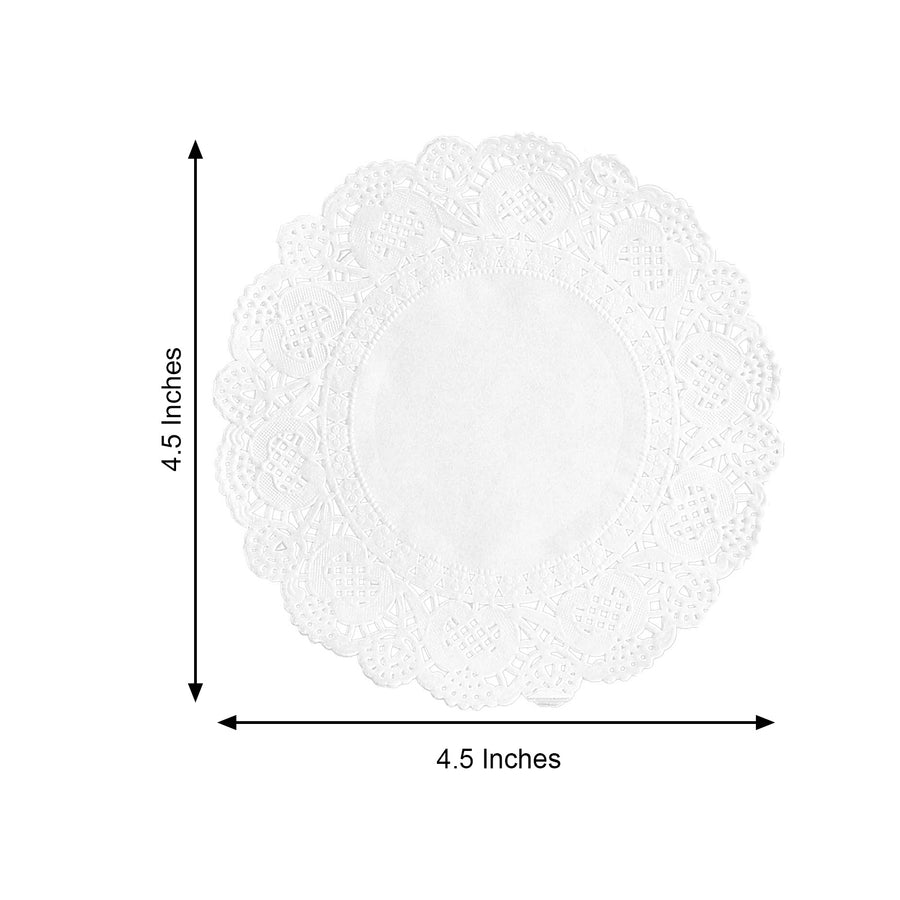 100 Pcs | 4inch Round White Lace Paper Doilies, Food Grade Paper
