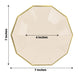 25 Pack | 7inch Beige Gold Foil Rim Geometric Appetizer Paper Plates, Decagon Dessert / Salad Plates