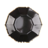 Black Dessert Salad Paper Plates, Disposable Appetizer Plates Decagon Shaped Gold Foil Rim#whtbkgd