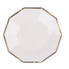 25 Pack | White 9inch Geometric Dinner Paper Plates, Disposable Plates With Gold Foil Rim#whtbkgd