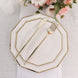 25 Pack | White 9inch Geometric Dinner Paper Plates, Disposable Plates With Gold Foil Rim