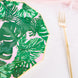 25 Pack | Tropical Palm Leaf 9inch Dinner Paper Plates, Disposable Plates Geometric With Gold Rim