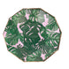Tropical Palm Leaf 9inch Dinner Paper Plates, Disposable Plates Geometric With Gold Rim#whtbkgd