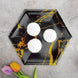 Black Marble 12inch Serving Dinner Paper Plates, Disposable Hexagon Geomtric Shaped Plates