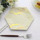Ivory Marble 8.5inch Dessert Salad Paper Plates, Disposable Appetizer Hexagon Plates Gold Foil