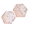 Blush/Rose Gold Marble 10/8inch Paper Plates, Disposable Hexagon Plates With Gold Foil Rim#whtbkgd