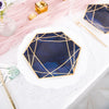 25 Pack | Navy/Gold 7inch Hexagon Dessert Appetizer Paper Plates, Geometric Disposable Party Plates