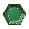 25 Pack | 9inch Hunter Emerald Green / Gold Hexagon Dinner Paper Plates, Geometric Plates#whtbkgd