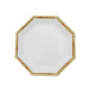 25 Pack | 7inch White Bamboo Print Rim Octagonal Salad Paper Plates#whtbkgd