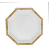 25 Pack | 9inch White Bamboo Print Rim Octagonal Dinner Paper Plates#whtbkgd
