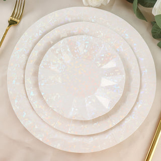 Choose Iridescent Geometric Foil Paper Charger Plates for an Elegant Touch