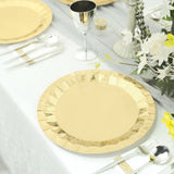 Metallic Gold Geometric Foil Paper Charger Plates, Disposable Serving Trays - 400 GSM