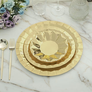 Create an Upscale Table Setting with Gold Metallic Geometric Charger Plates