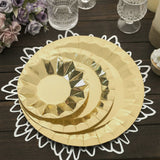 Metallic Gold Geometric Foil Paper Charger Plates, Disposable Serving Trays - 400 GSM