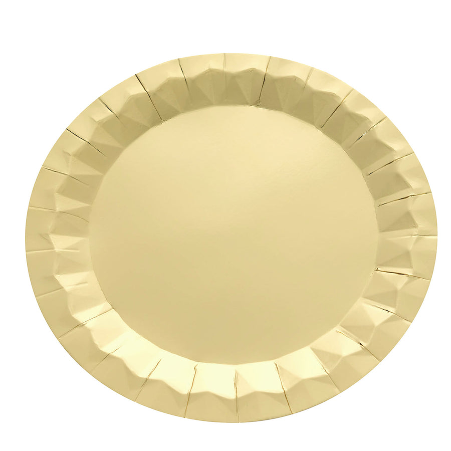Metallic Gold Geometric Foil Paper Charger Plates, Disposable Serving Trays - 400 GSM#whtbkgd