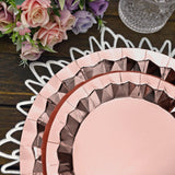 Geometric Metallic Rose Gold Foil Large Charger Paper Plates, Disposable Serving Party Plates