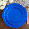 12inch Round Royal Blue Geometric Foil Paper Charger Plates, Disposable Serving Trays - 400 GSM