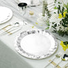 Metallic Silver Geometric Foil Paper Charger Plates, Disposable Serving Trays - 400 GSM
