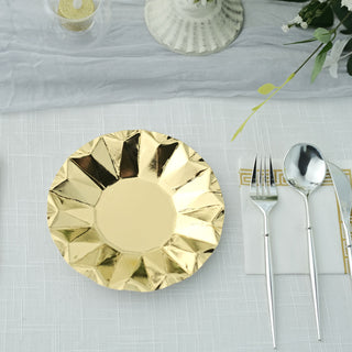 Add Elegance to Your Event with Geometric Metallic Gold Dessert Appetizer Paper Plates