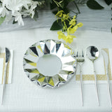 Geometric Metallic Silver Dessert Appetizer Paper Plates, Disposable Salad Party Plates - 400 GSM