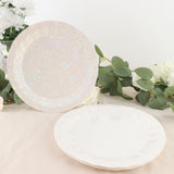 25 Pack | 9inch Geometric Iridescent Foil Dinner Paper Plates, Disposable Party Plates - 400 GSM