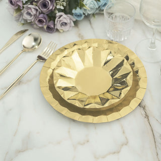 Add a Touch of Glamour: Geometric Metallic Gold Foil Dinner Paper Plates
