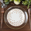 25 Pack | 7inch White Rose Gold Polka Dot Dessert Appetizer Paper Plates