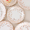 25 Pack | 7inch White Rose Gold Polka Dot Dessert Appetizer Paper Plates