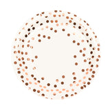 25 Pack | 9inch White Metallic Rose Gold Polka Dot Dinner Paper Plates#whtbkgd