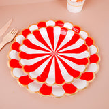 25 Pack | Peppermint Striped 7inch Circus Dessert Disposable Paper Plates - 300 GSM