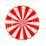 25 Pack | Peppermint Striped 7inch Circus Dessert Disposable Paper Plates - 300 GSM#whtbkgd