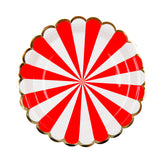 25 Pack | Peppermint Striped 9inch Circus Dinner Disposable Paper Plates - 300 GSM#whtbkgd