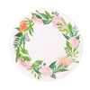 25 Pack | Rose/Peony 9inch Flower Wreath Dinner Paper Plates, Disposable Party Plates#whtbkgd