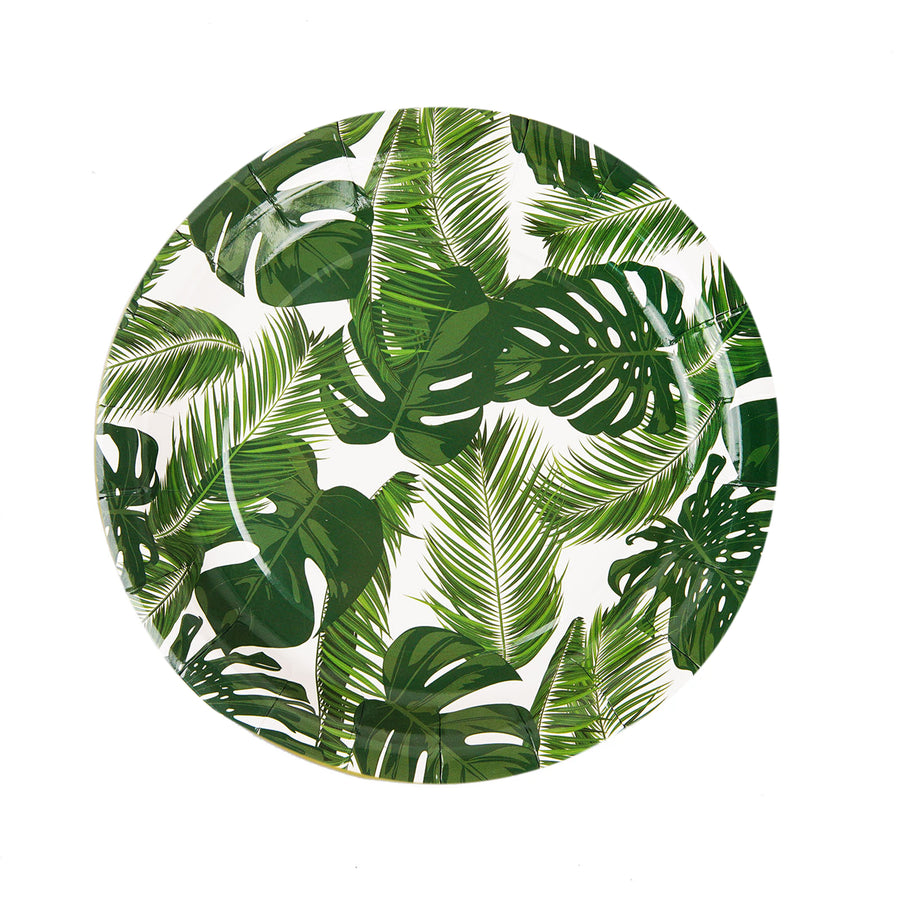Tropical Palm Leaf Mix 7inch Dessert Disposable Paper Plates, Appetizer Salad Plates#whtbkgd