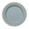 25 Pack | 10inch Dusty Blue Gold Rim Sunray Disposable Dinner Plates#whtbkgd