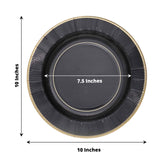 25 Pack | 10" Black Sunray Gold Rimmed Serving Dinner Paper Plates, Disposable Party Plates - 350 GSM