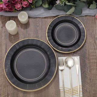 Create a Stunning Table Setup with Black Sunray Gold Rimmed Paper Plates
