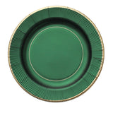 25 Pack | 10inch Hunter Emerald Green Sunray Gold Rimmed Serving Dinner Paper Plates#whtbkgd