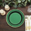 25 Pack | 10inch Hunter Emerald Green Sunray Gold Rimmed Serving Dinner Paper Plates