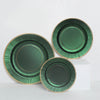 25 Pack | 10inch Hunter Emerald Green Sunray Gold Rimmed Serving Dinner Paper Plates